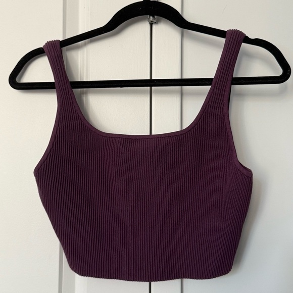 Aritzia Purple Ribbed Tank Crop Top - Picture 1 of 3